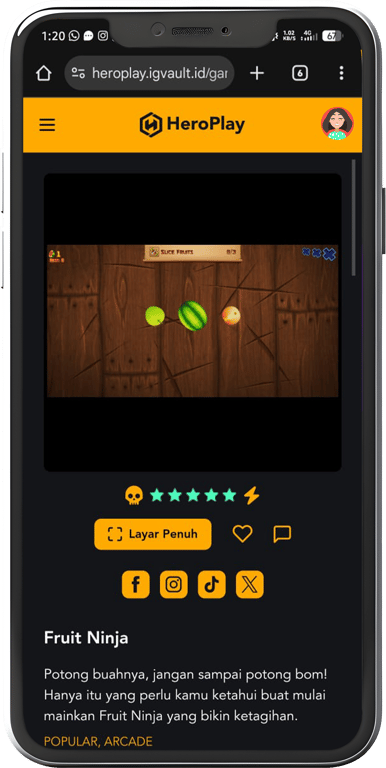 Game legend Fruit Ninja tersedia di HeroPlay.