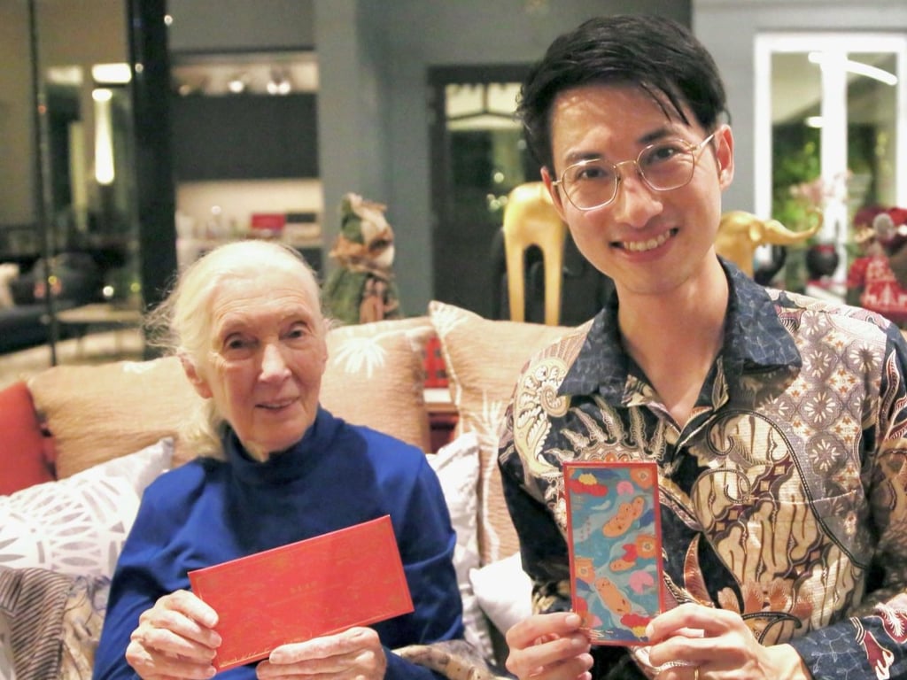 Kimming Yap bersama dengan Jane Goodall pada acara Tour of Hope 2024 di Singapura.