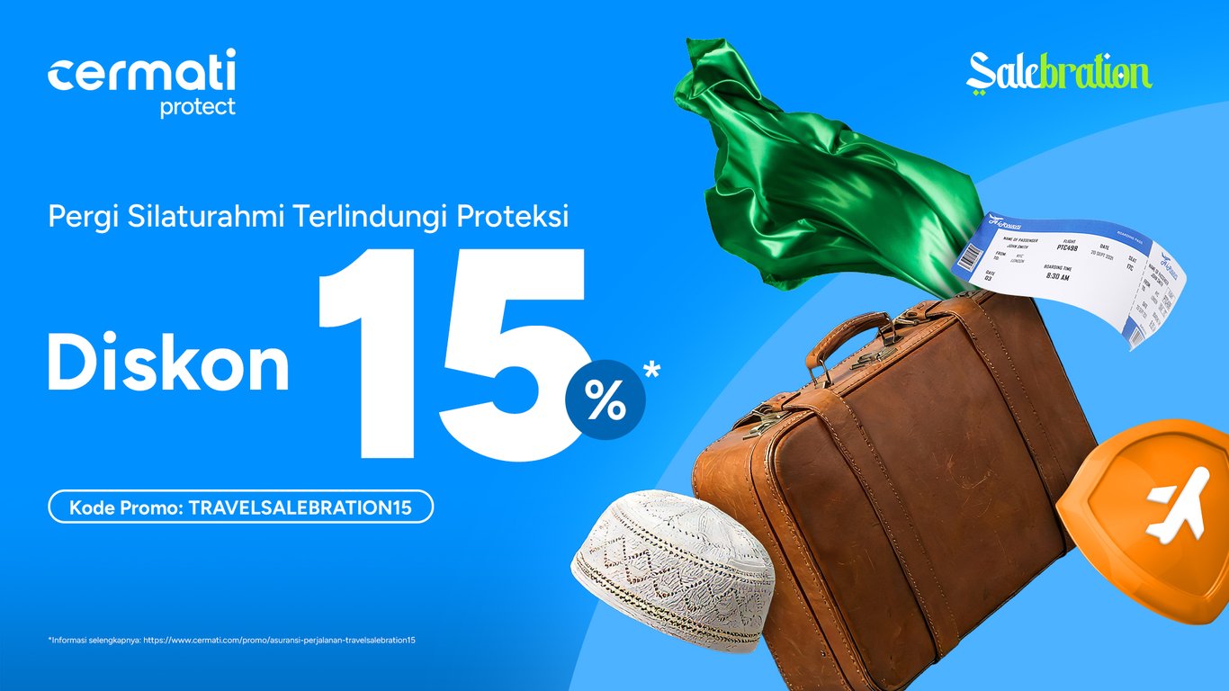 Promo Asuransi Perjalanan 'Salebration' dari Cermati Protect selama 01-31 Maret 2026.