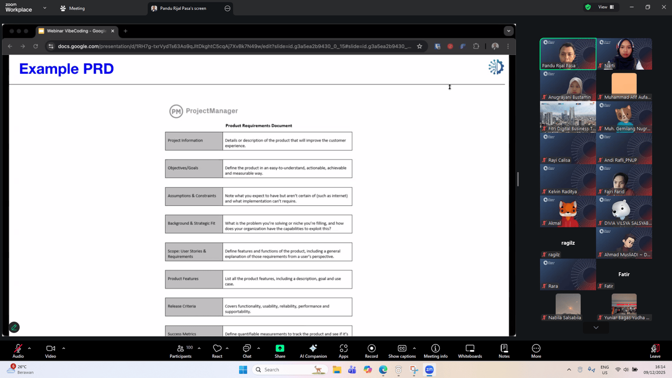 Sesi praktik pembuatan website dengan metode vibe coding