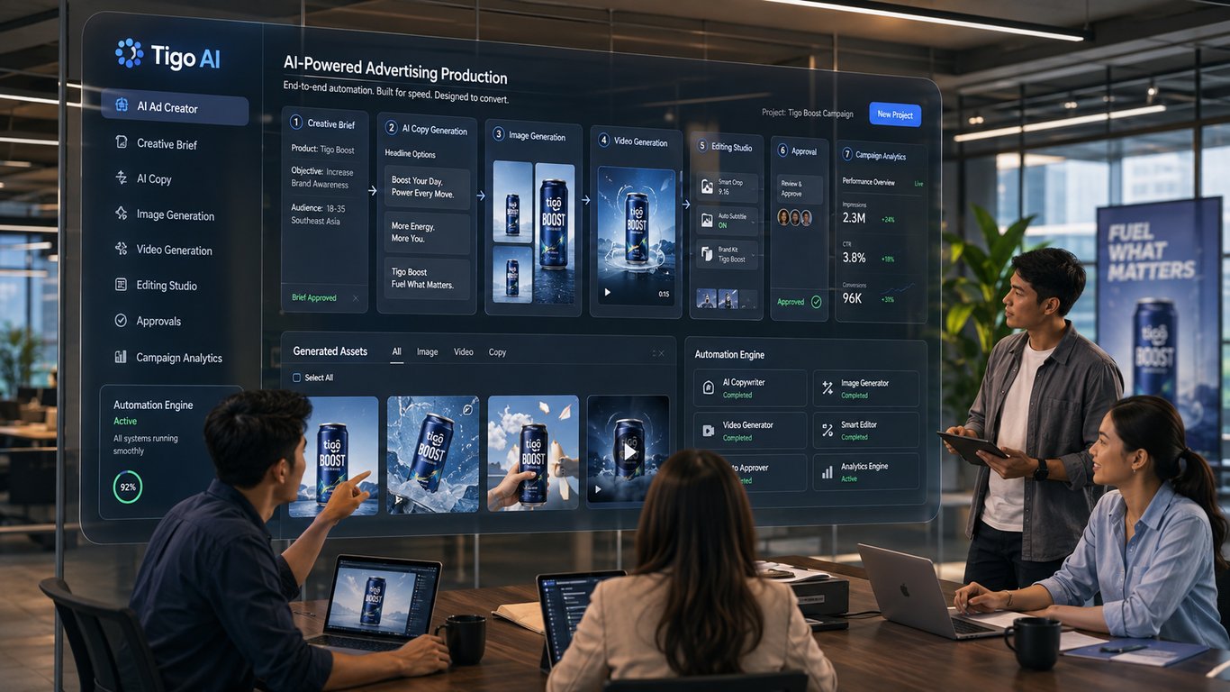AI mempercepat proses pembuatan copy, visual, video, hingga evaluasi kampanye.