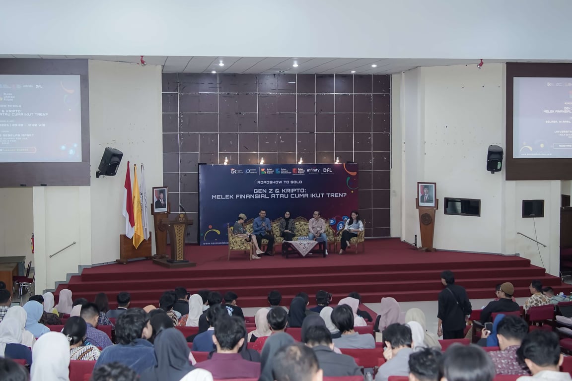 Seminar Roadshow Bulan Literasi Kripto (BLK) 2026 di Universitas Sebelas Maret, Solo pada Selasa, 14 April 2026. Sumber:&nbsp;Asosiasi Blockchain Indonesia (ABI).