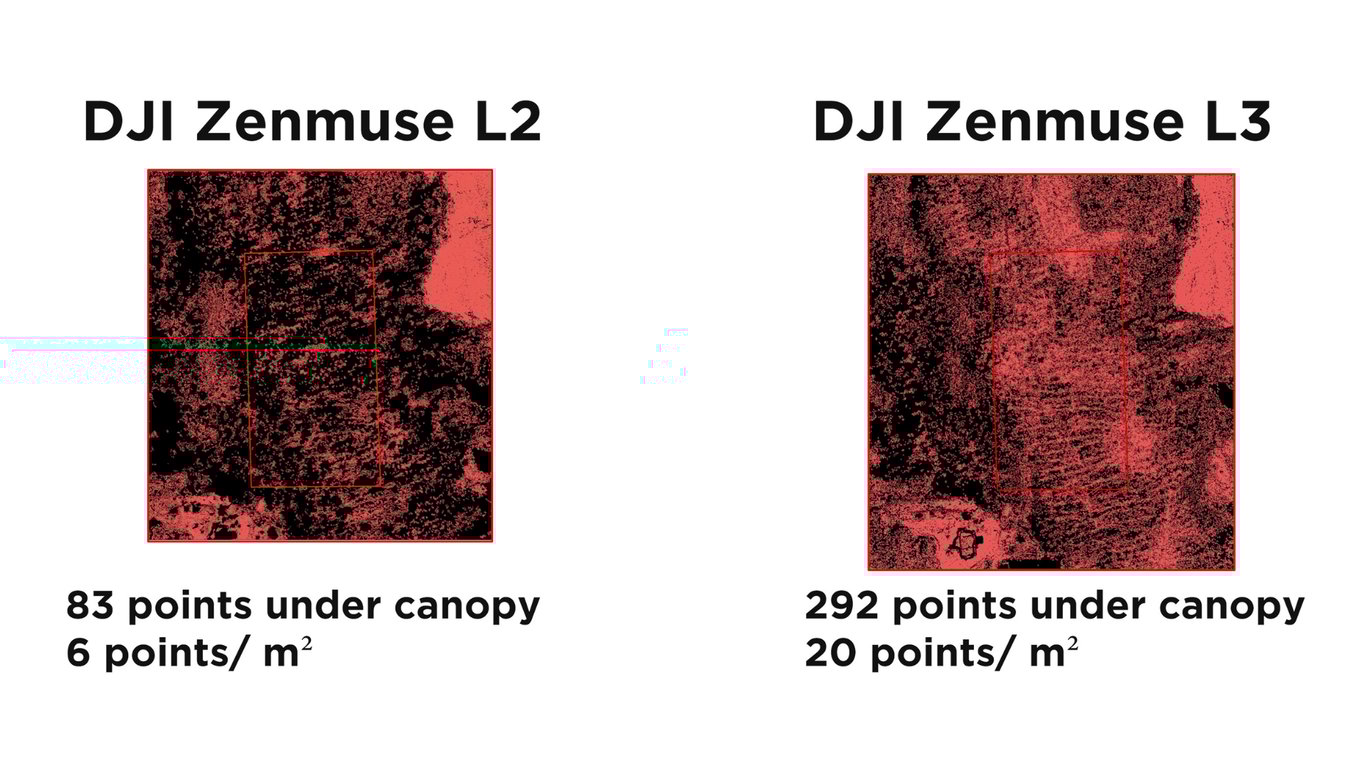 DJI Zenmuse L2 vs L3 Under Canopy