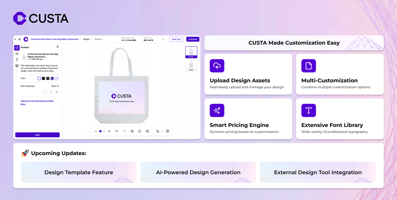 CUSTA Next-Gen Design Editor Features