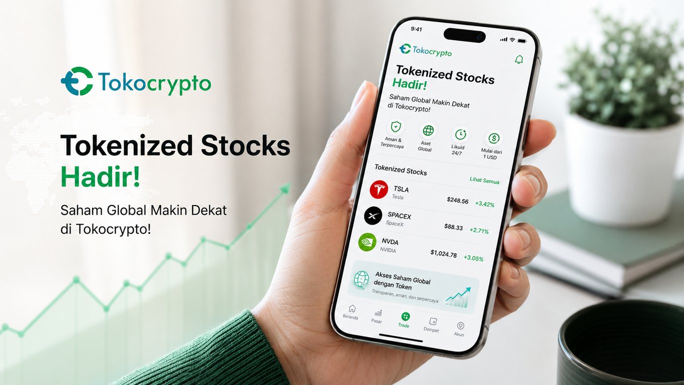 Ilustrasi produk&nbsp;Tokenized Stocks hadir di platform Tokocrypto. Sumber: Tokocrypto.