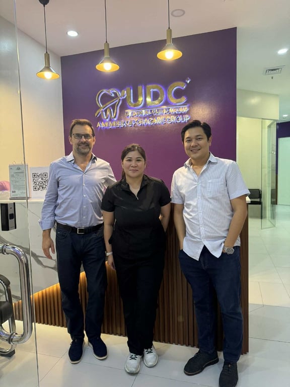 From left to right: Oracare Singapore CFO Mr. Andrew Cropp, UDC Dentist at Ayala Malls the 30th, Dr. Rizza Gutierrez, and Uy Dental Clinic Group CEO, Dr. Charlston E. Uy.