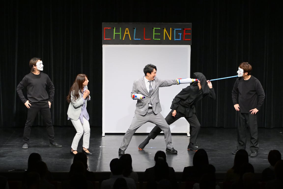 CHALLENGE, a nonverbal comedy production that received a five-star review at the 2024 Edinburgh Festival Fringe.