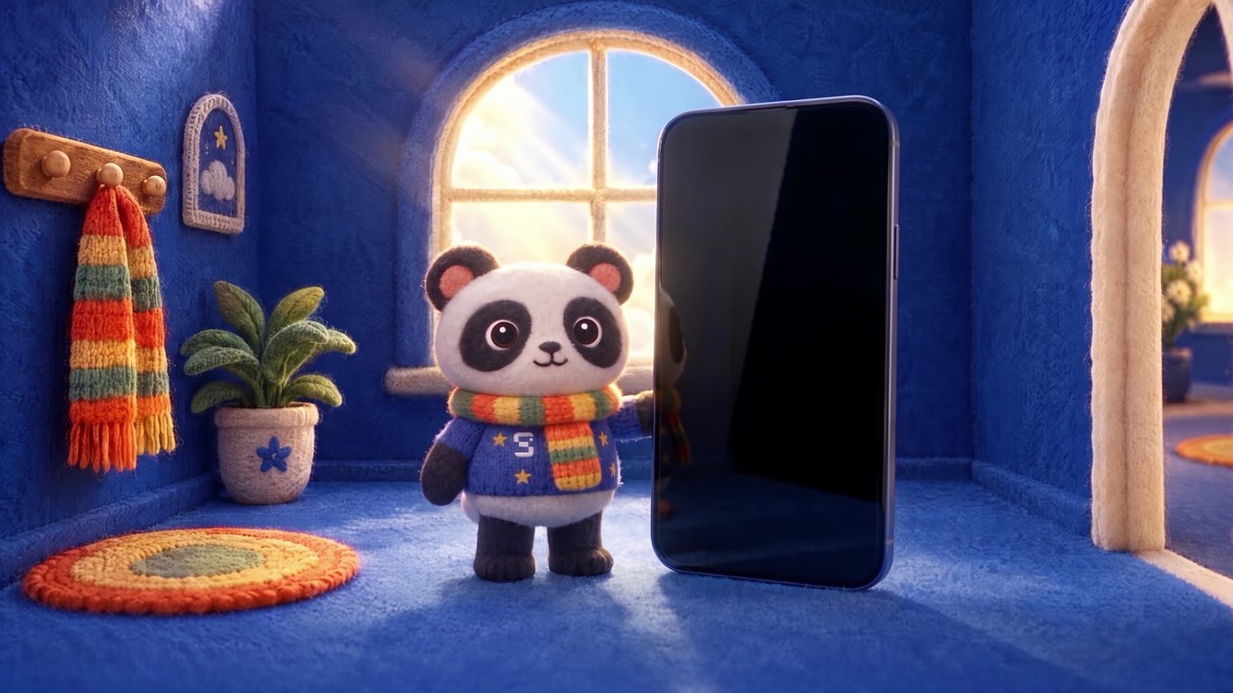 Sancty and a phone as tall as she is, showing how to sign up. From Sanct's video guide.