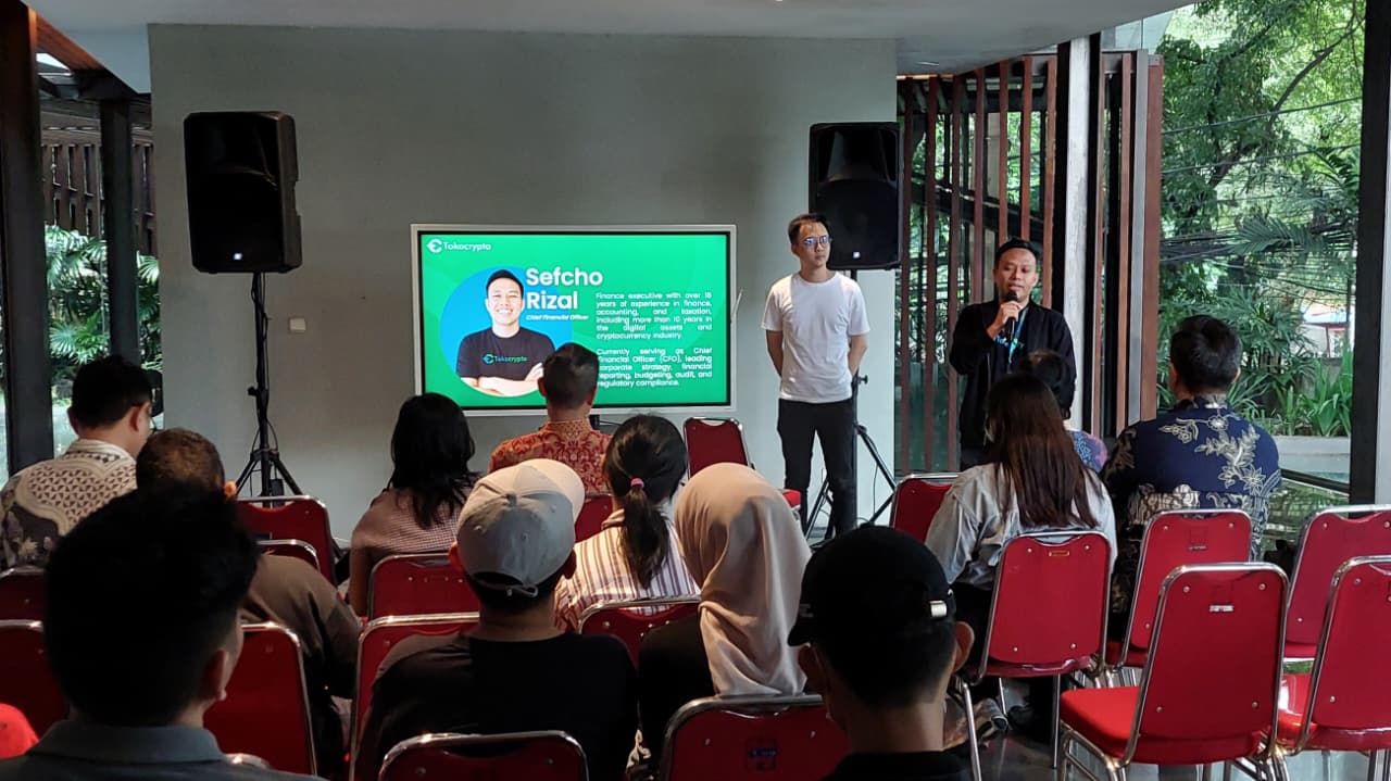 Chief Financial Officer (CFO) Tokocrypto, Sefcho Rizal memberikan sambutan di acara Ngobrol Pajak bersama Ideatax di Jakarta pada 27 Februari 2026. Sumber: Tokocrypto.