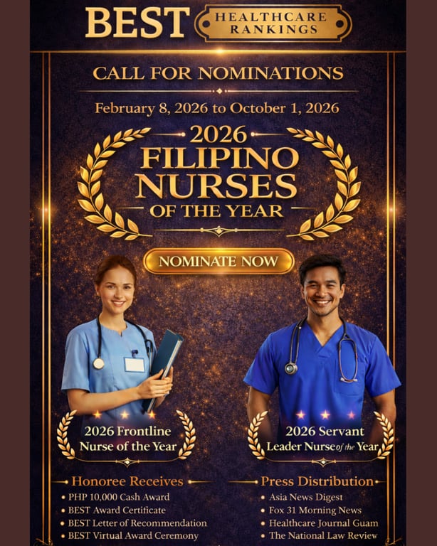 BEST Healthcare Rankings officially opens nominations for the 2026 Frontline Nurse of the Year and 2026 Servant Leader Nurse of the Year.