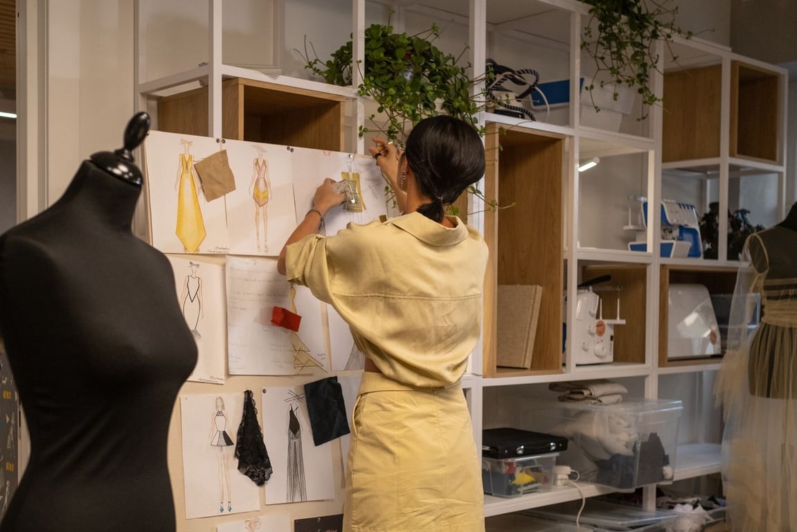 A fashion designer working behind the scenes