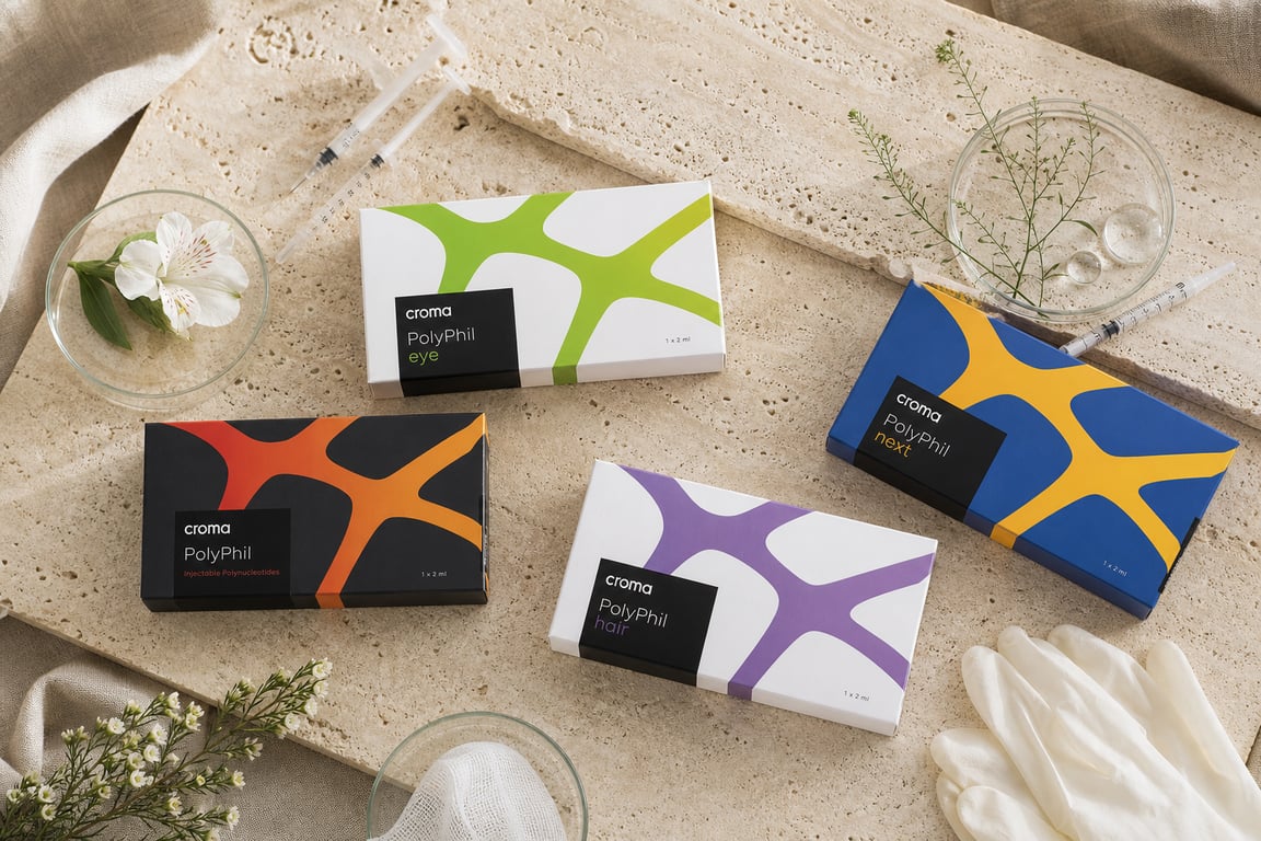 The Croma PolyPhil range offers regenerative injectable solutions tailored to different skin concerns.