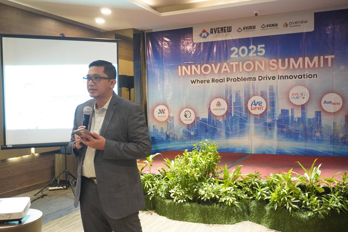 Bayu Aditya Firmansyah, S.T., M.T., PMP, PMI-RMP, PMI-PMOCP, IPMO-P, CEO Avenew Indonesia, pada acara Avenew Innovation Summit 2025.