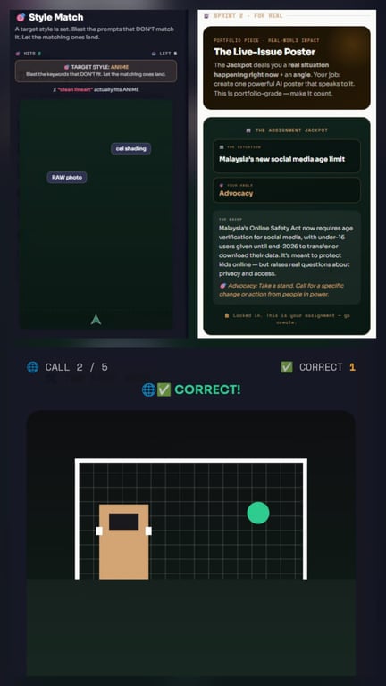 examples of how AI learning content was gamified to retain attention and engagement from students&nbsp;