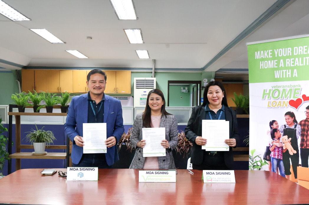 From left to right:  Lelito Flores, Chief Finance Officer of P.A. Properties, Casey S. De Castro, Division Head and Assistant Vice President of the Housing Loans Division under the Consumer Lending Group of Philippine Veterans Bank, Evelyn Buco, Vice President of Collections & Loans of P.A. Properties