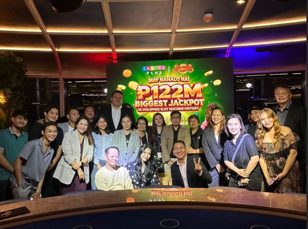 Casino Plus&nbsp;team with members of the media during the ceremonial jackpot turnover on September 9, 2026.