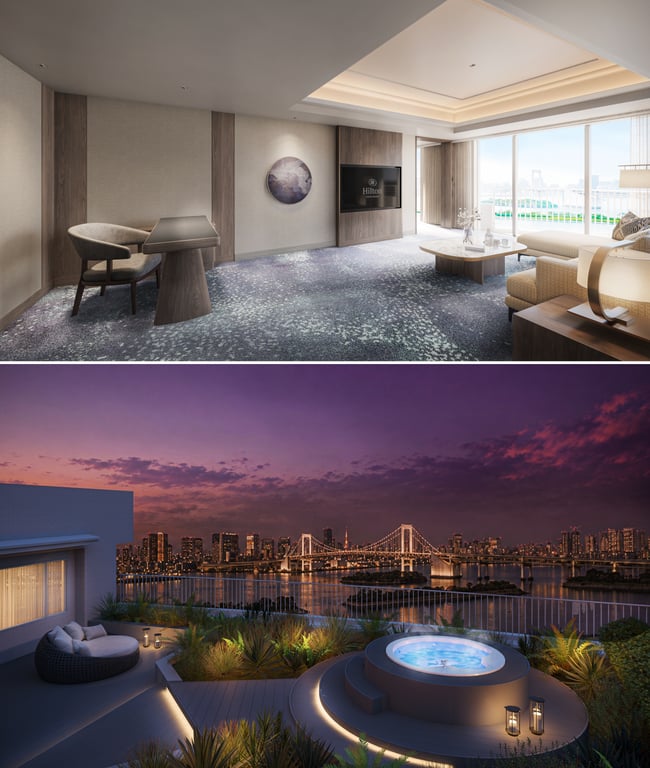 Presidential Terrace Bath Suite, Living Room, Open Terrace Jetted Bath