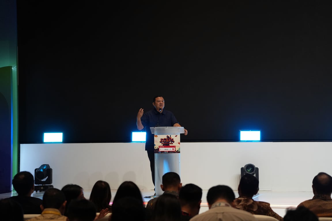 &nbsp; Direktur Jenderal Ekosistem Digital di Kementerian Komunikasi dan Urusan Digital, Edwin Hidayat Abdullah, menyampaikan pandangannya dalam acara Program IGDX di Bali Tech Week 2026 di Denpasar, Bali. (Foto: Komdigi)&nbsp;&nbsp;