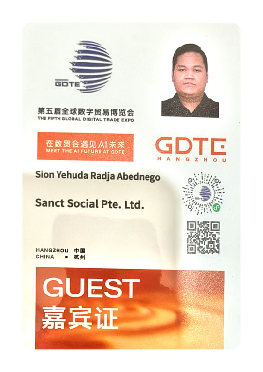 Tanda pengenal GDTE 2026 atas nama Sanct Social Pte. Ltd.