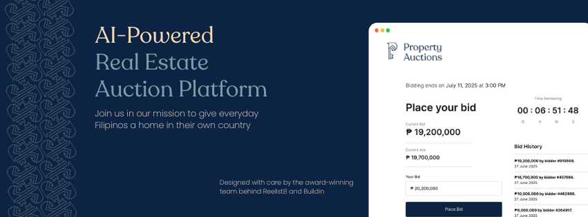 PropertyAuctions.ph is the first AI-powered real estate auctions platform in the Philippines.