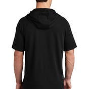 Back view of PosiCharge ® Tri-Blend Wicking Fleece Short Sleeve Hooded Pullover