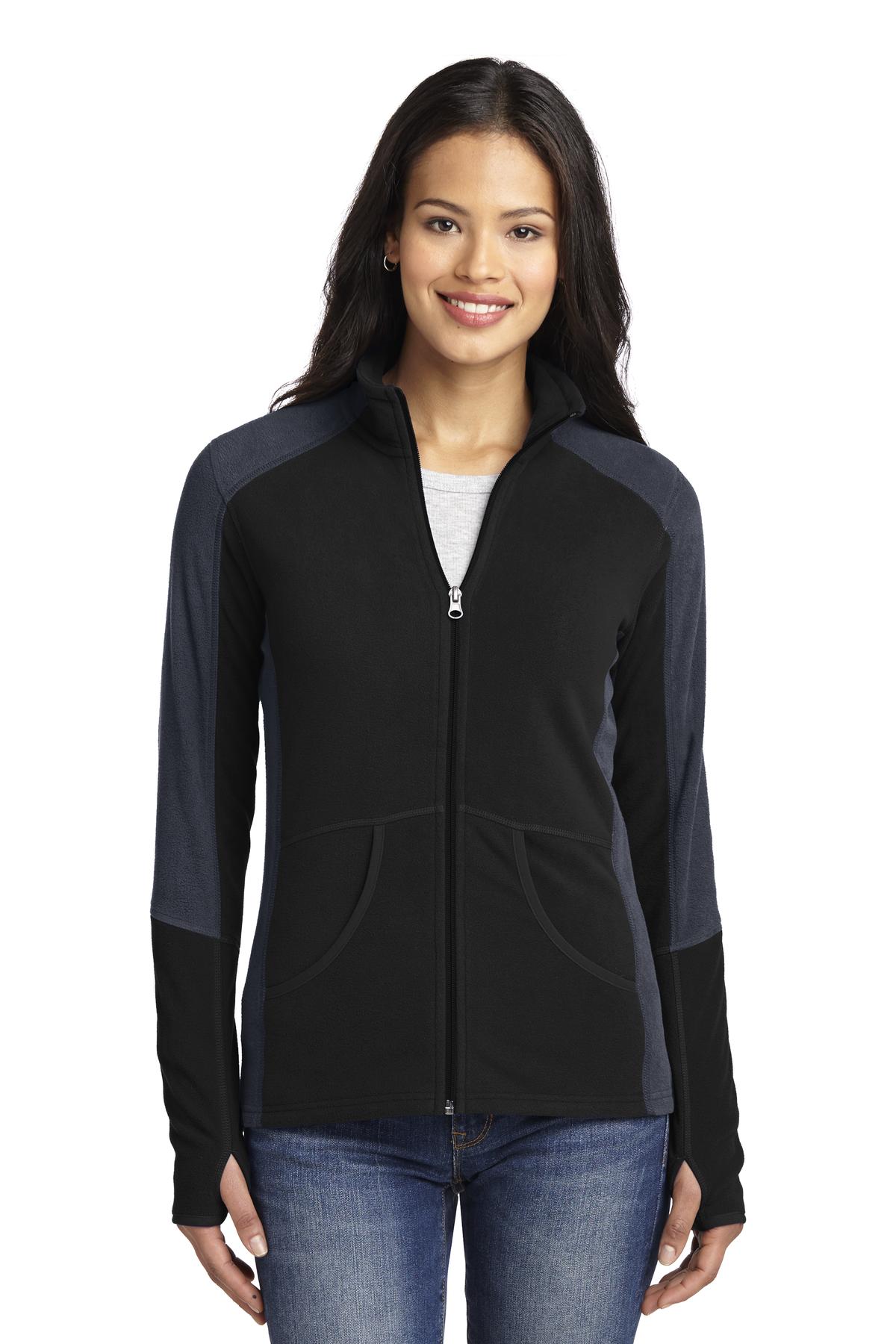 Front view of Ladies Colorblock Microfleece Jacket