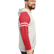 Side view of Unisex NuBlend Varsity Color-Block Hooded Sweatshirt