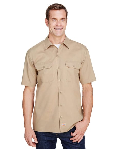 Front view of FLEX Short-Sleeve Twill Work Shirt