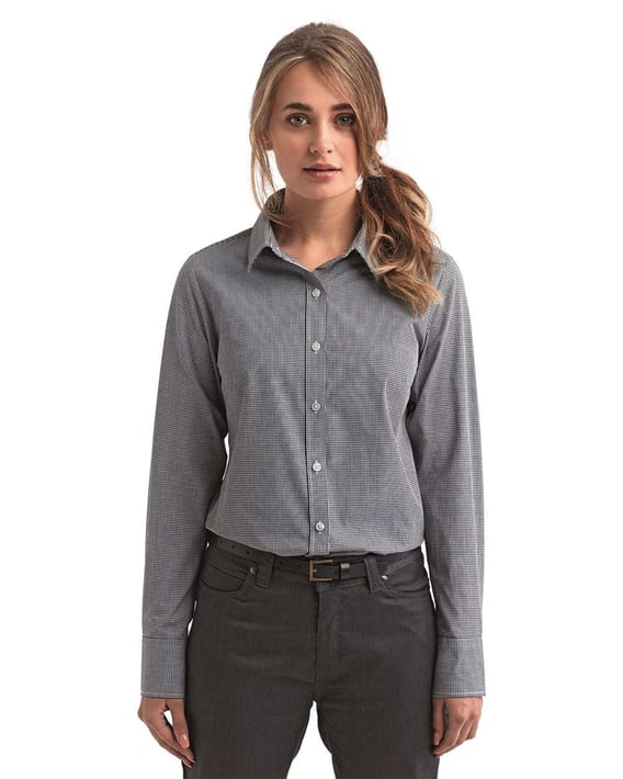 Front view of Women’s Microcheck Gingham Cotton Shirt