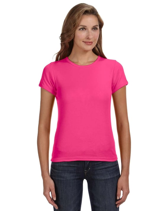 Front view of Ladies’ 1×1 Baby Rib Scoop T-Shirt