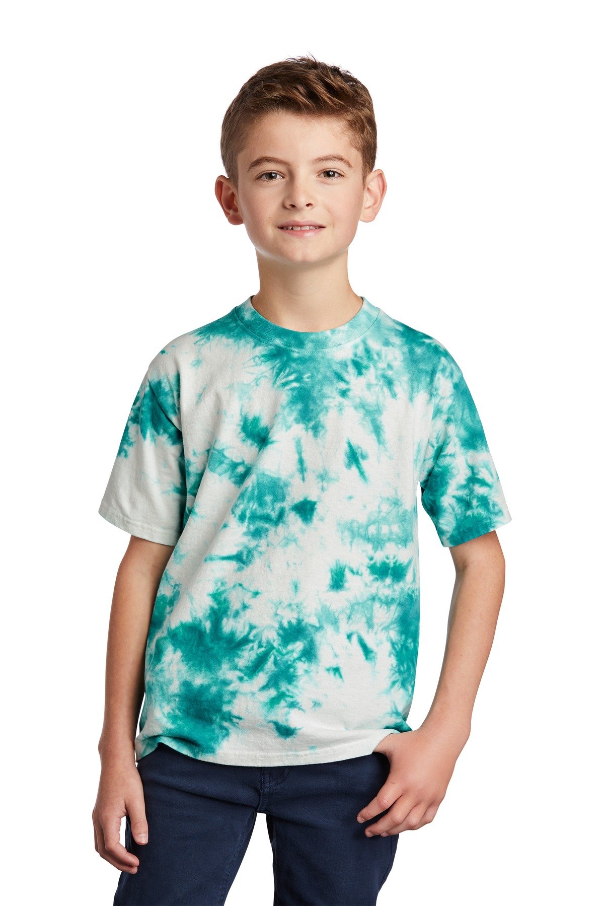 Front view of Youth Crystal Tie-Dye Tee