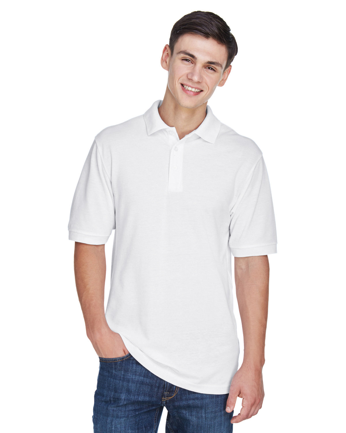 Front view of Men’s 5.6 Oz. Easy Blend™ Polo
