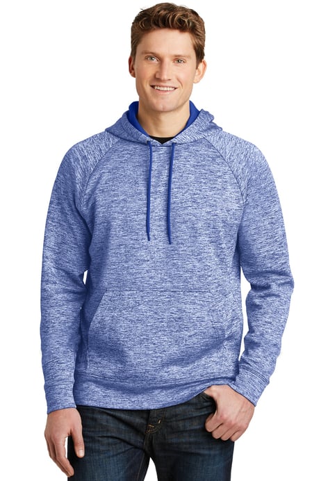 Front view of PosiCharge® Electric Heather Fleece Hooded Pullover