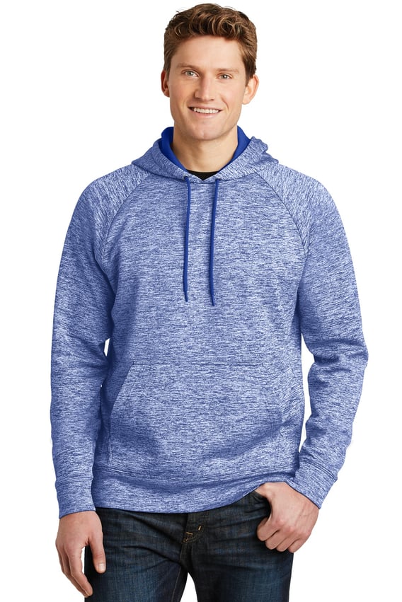 Front view of PosiCharge® Electric Heather Fleece Hooded Pullover