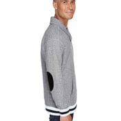 Side view of Adult Peppered Fleece Shawl Collar