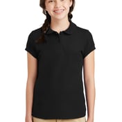 Front view of Girls Silk Touch Peter Pan Collar Polo