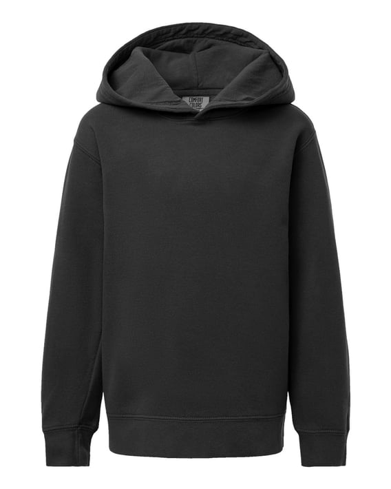 Front view of Garment-Dyed Youth Lightweight Fleece Hooded Sweatshirt