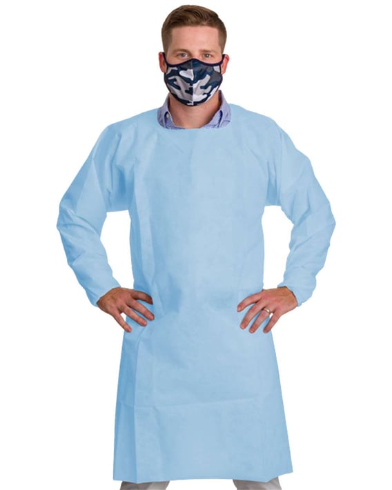 Front view of Level 1 Disposable Isolation Gowns