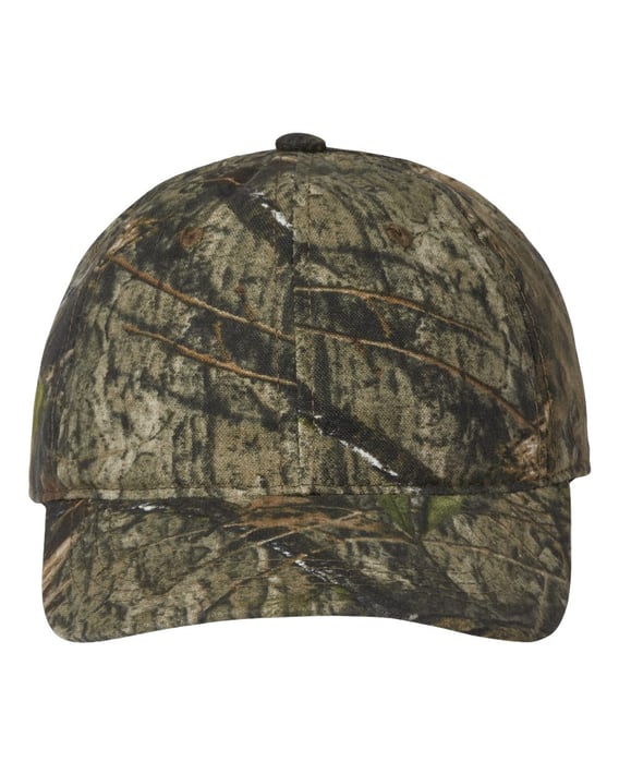 Front view of Garment-Washed Camo Cap