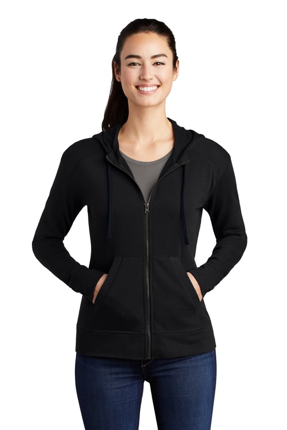Front view of Women’s PosiCharge ® Tri-Blend Wicking Fleece Full-Zip Hooded Jacket