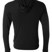 Back view of Triblend Lightweight Full-Zip Hooded Long Sleeve Tee