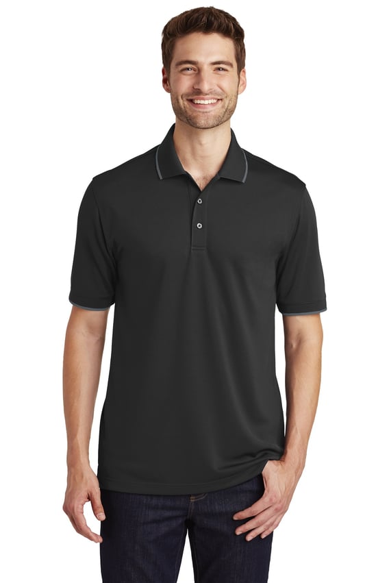 Front view of Dry Zone® UV Micro-Mesh Tipped Polo