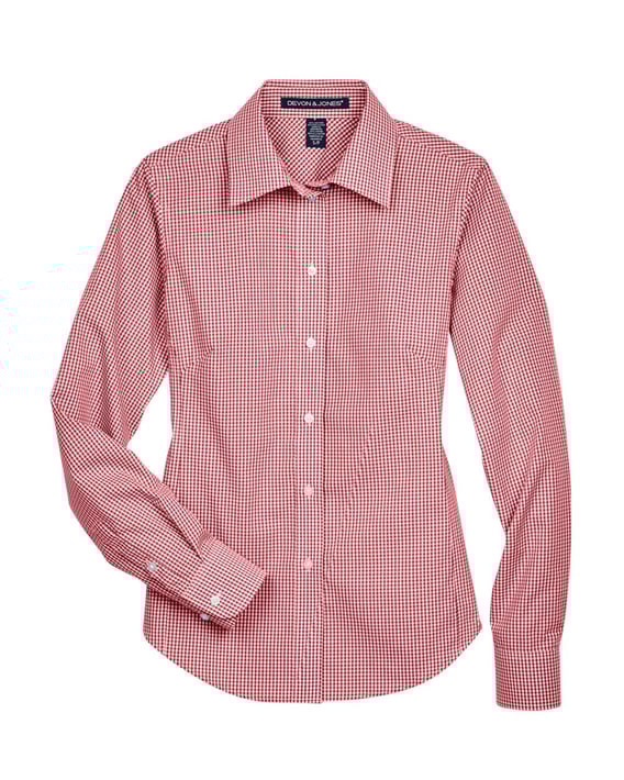 Front view of Women’s Crown Collection® Gingham Check Woven Dress Shirt