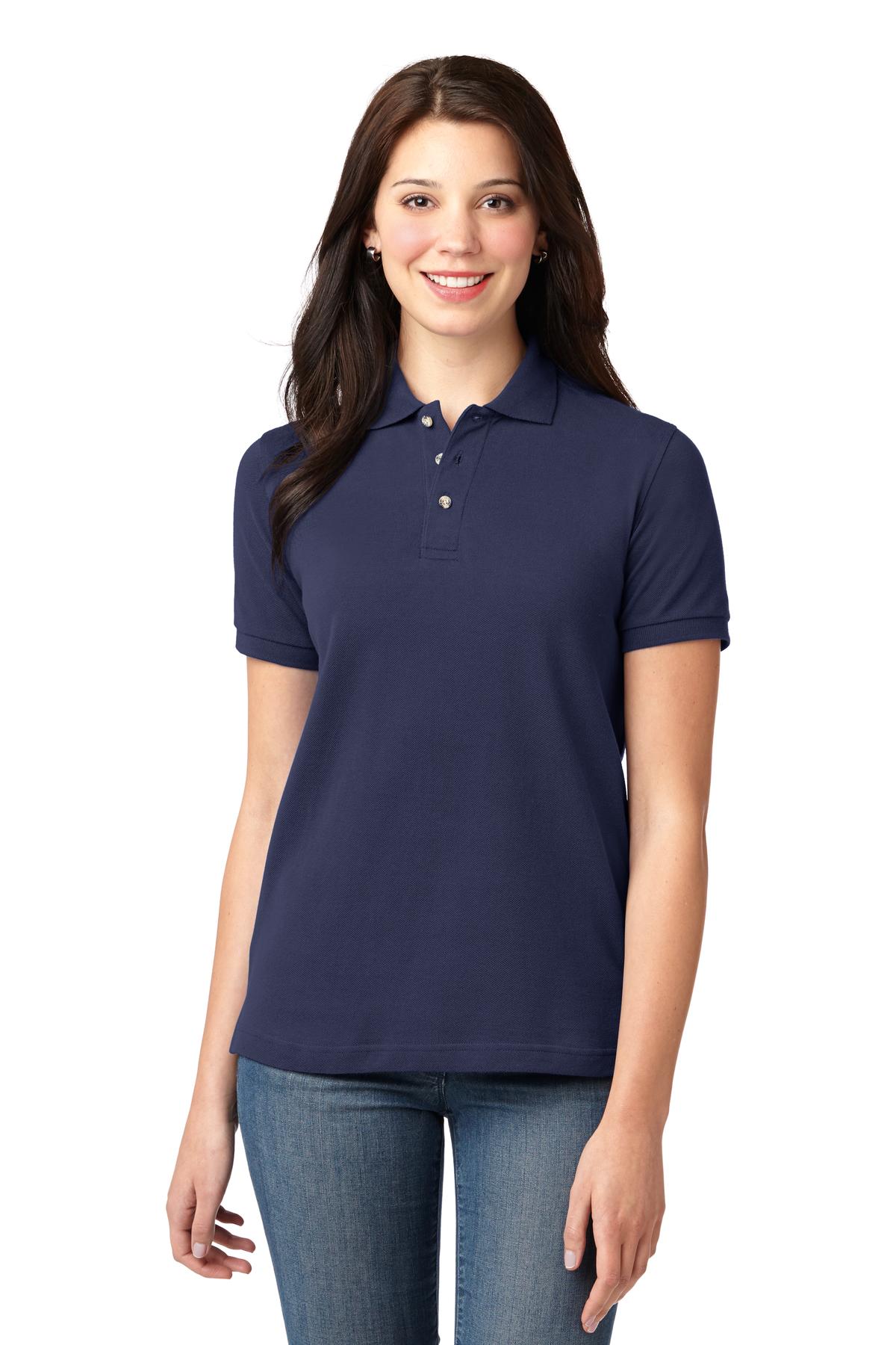 Front view of Ladies Heavyweight Cotton Pique Polo