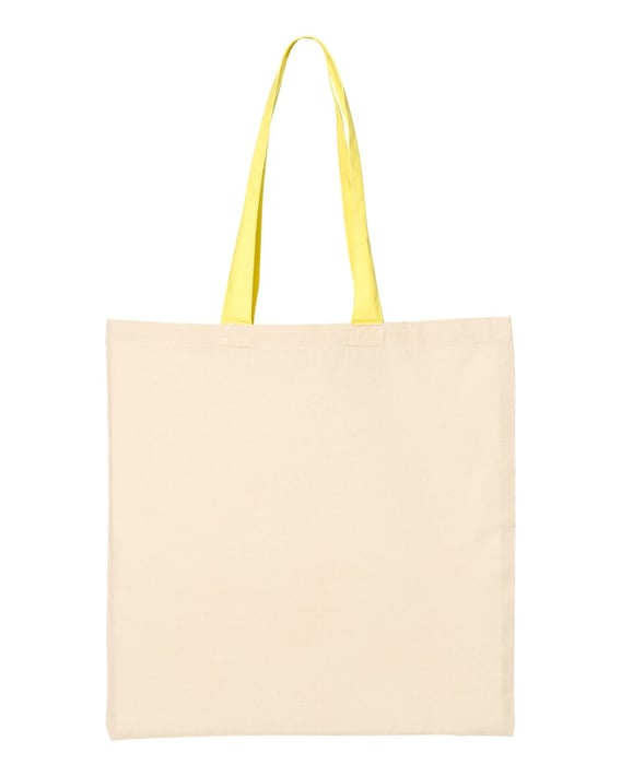 Front view of Economical Tote With Contrast-Color Handles
