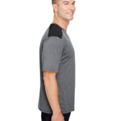 Side view of Men’s Tourney Heather Color Block T-Shirt