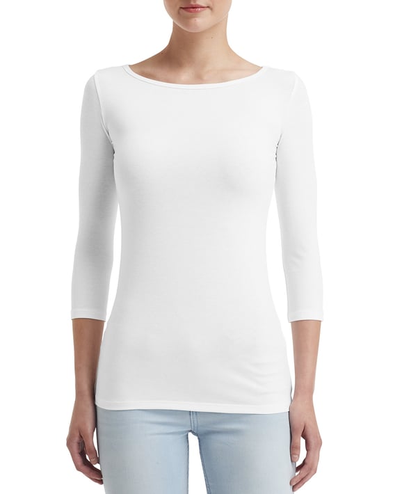 Front view of Ladies’ Stretch 3/4 Sleeve T-Shirt