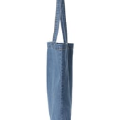 Side view of Cotton Denim Gusseted Tote Bag