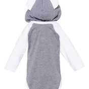 Back view of Fine Jersey Infant Character Hooded Long Sleeve Bodysuit With Ears