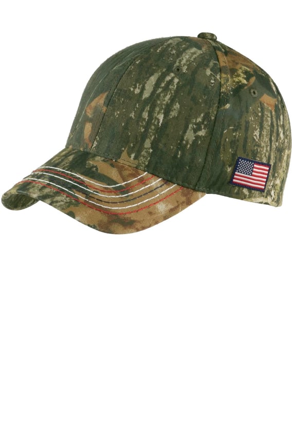 Front view of Port Authority&reg; Americana Contrast Stitch Camouflage Cap
